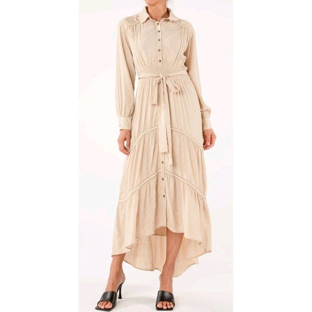 MD1821L - Button Up Tiered Dress